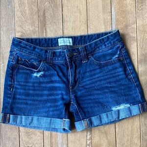 Aeropostale Distressed Cuffed Denim Blue Jean Shorts Medium Wash Womens Size 3/4